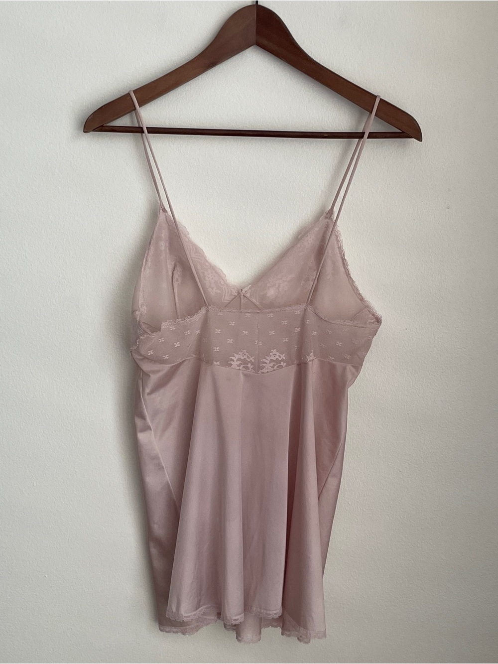 Vintage 70s Pink Satin Lace Slip Mini Dress XS/S Basque Coquette Bridal Lingerie - Picture 9 of 15
